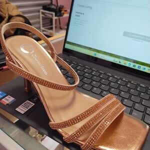 Journee Collection Gold Strappy Heels